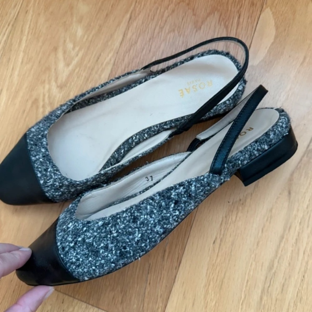 Rosae Paris Textured Black and Gray Flats